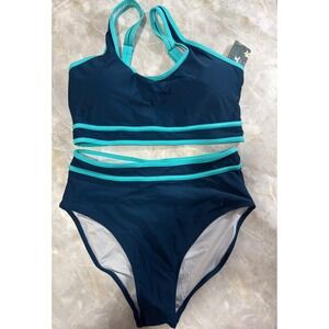 Women’s Two-Piece Navy & Turquoise Bikini Set